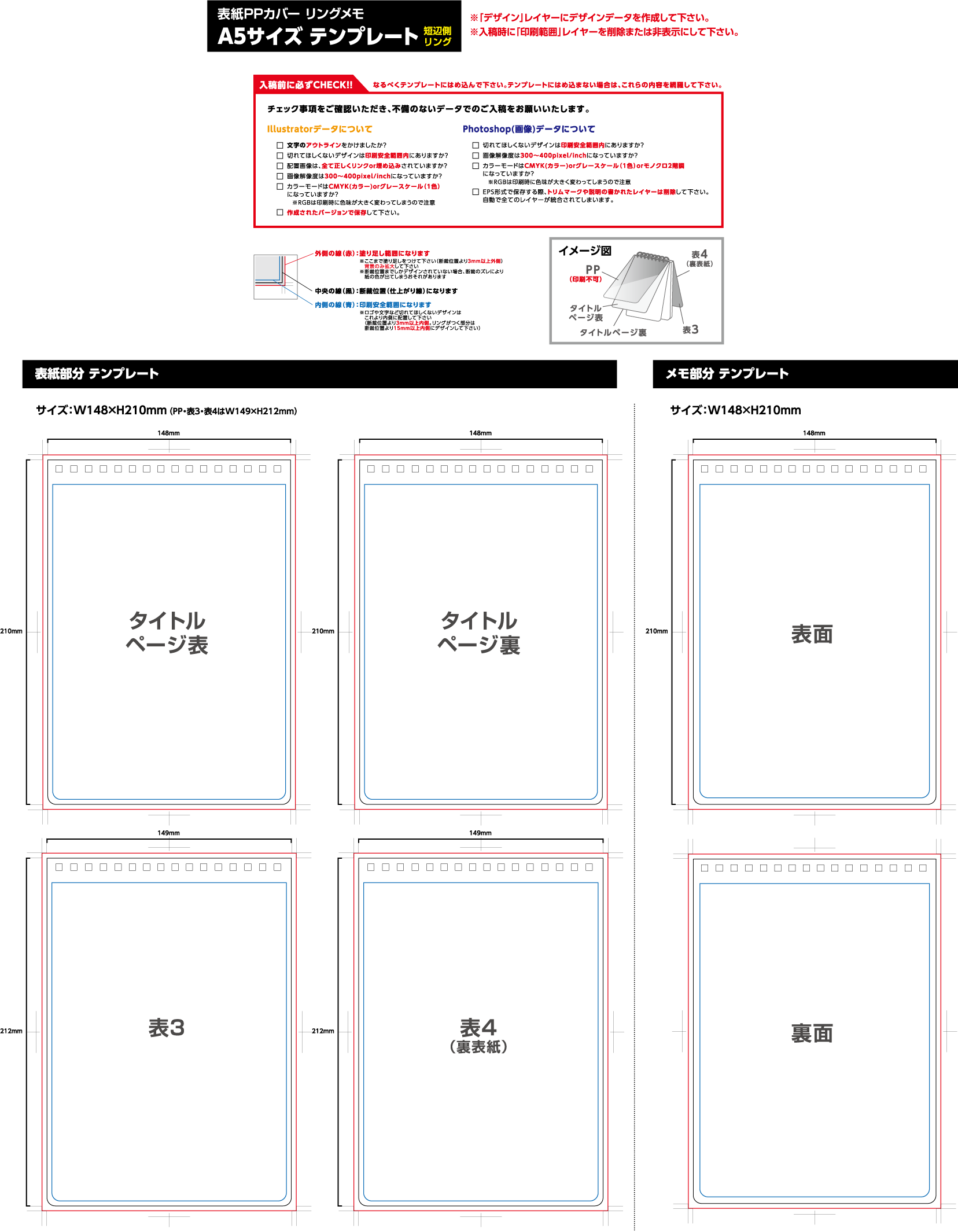 表紙PPカバー　A5タイプ　印刷範囲