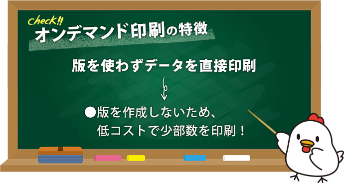 オンデマンド印刷の特徴 版を使わずデータを直接印刷 版を作成しないため、低コストで少部数を印刷!